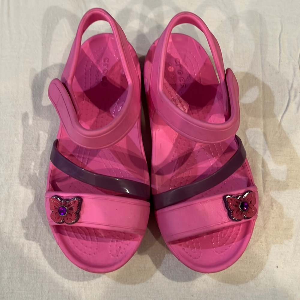 Little girls crocs pink/purple size 12